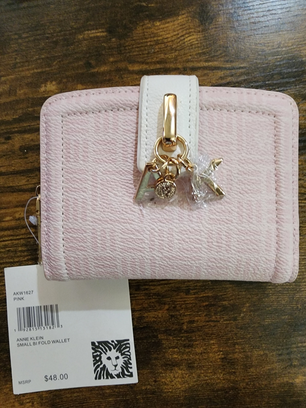 Anne Klein Blush Pink Wallet with Gold Charm Accent